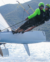 Tornado catamaran sailboat sailing flying the hull